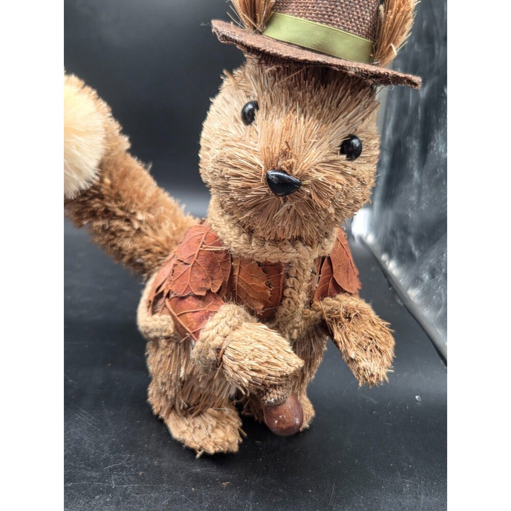Bottle Brush Squirrel Pilgrim Autumn Fall Decor 10 Inch